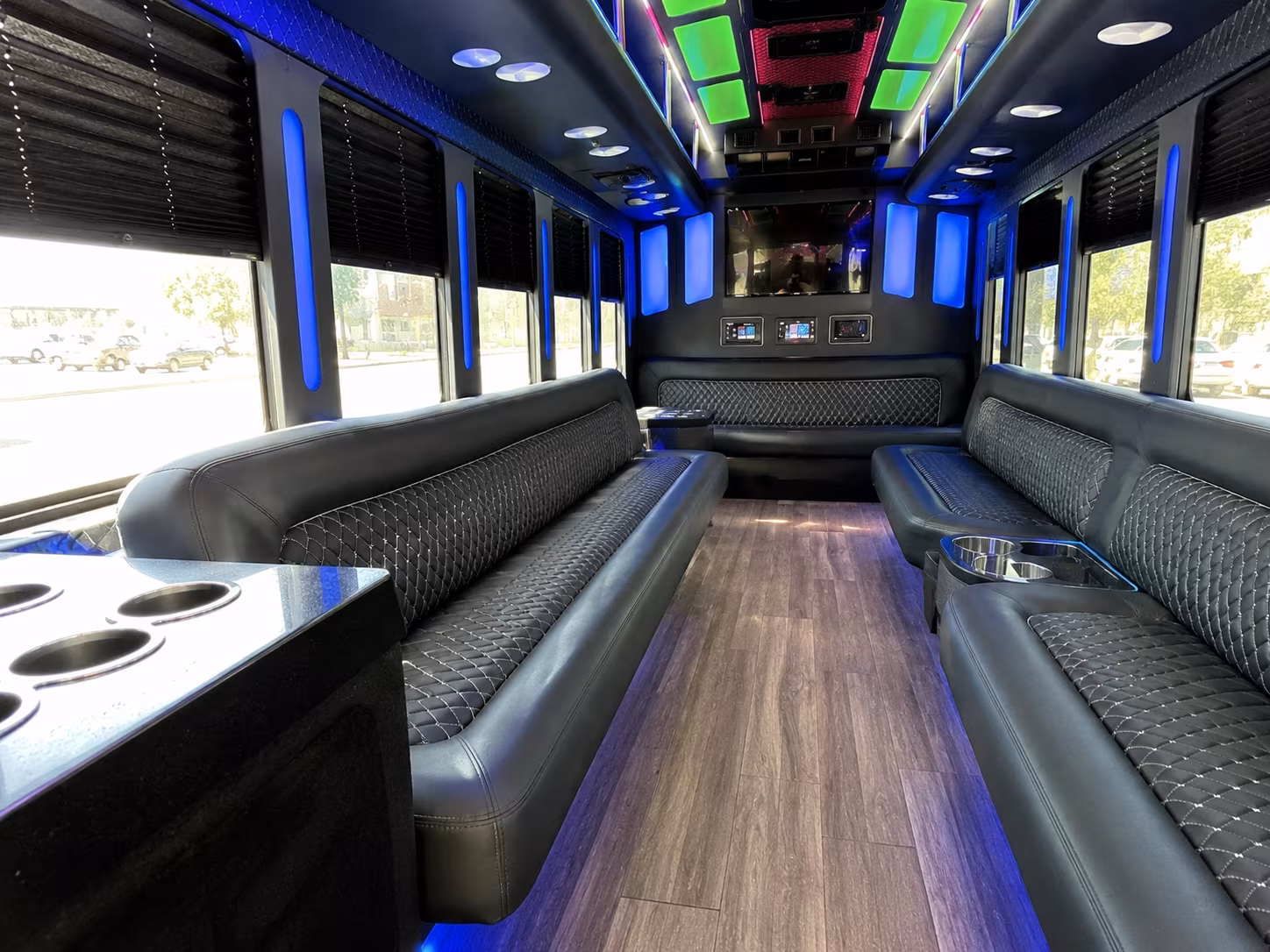 naples 15 passenger party bus inside