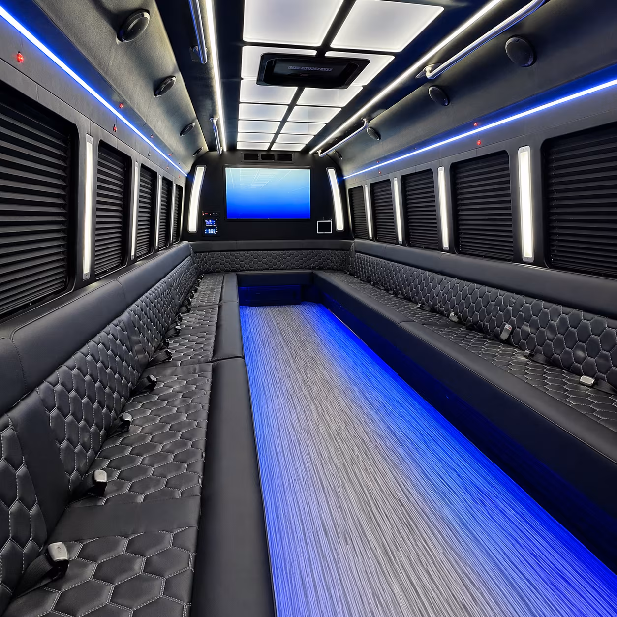 naples 50 passenger party bus inside